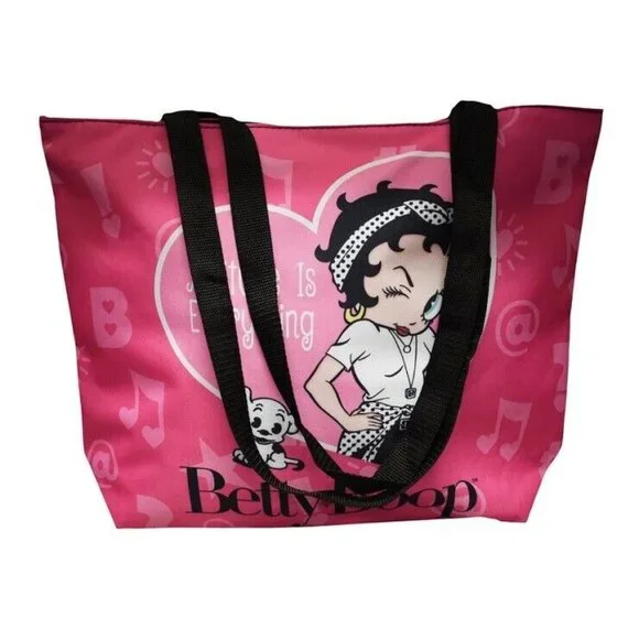 New Pink Betty Boop Attitude Tote Bag Large Shoulder Shopping Gift Heart Hearts - Picture 2 of 3
